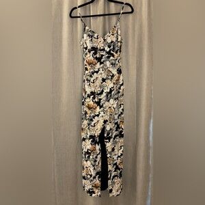 Lulu's Black and Cream Floral Dress
